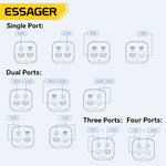 [GaN Tech] ESSAGER ES-CD35 67W 4-Port USB PD Charger 2USB-A+2USB-C PD3.0 QC4.0 AFC FCP SCP PPS BC1.2 DCP Apple2.4A Fast Charging Wall Charger Adapter EU Plug US Plug with 1M C8 Power Cable