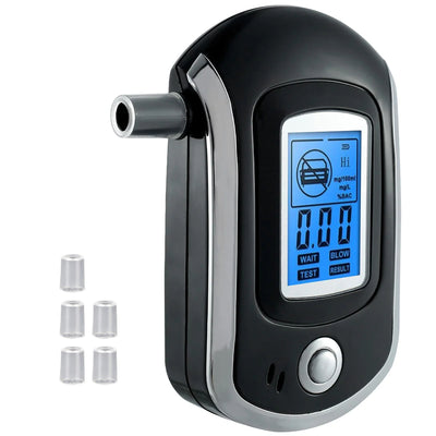 Mini Breath Alcohol Tester Portable Drunk Driving Detector Alcohol Tester with 5 Mouthpieces Professional Digital Breath Breathalyzer LCD Dispaly Driving Breath Alcohol Tester
