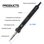 100W Digital Electric Soldering Iron Kit Set 220V Temperature Adjustable Welding Tool Ceramic Heater Soldering Tips Rework EU Plug