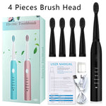 IPX7 Ultrasonic Electric Toothbrush 5 Modes USB Rechargeable Sonic Automatic Teeth Cleaner with 4 Brush Heads