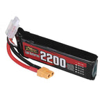 LinkMejor Power 7.4V 2200mAh 120C 2S LiPo Battery XT60 Plug with Adaper for RC Drone