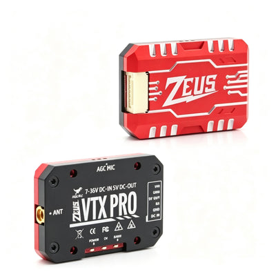 HGLRC Zeus VTX PRO 1.6W 5.8GHz 40CH FPV Transmitter with PIT/25/400/800/1600mW, IRC Tramp, Built-in Mic, MMCX, 7-36V, 5V 500mA Out, 20×20mm, 13g for Long-Range Racing Drone