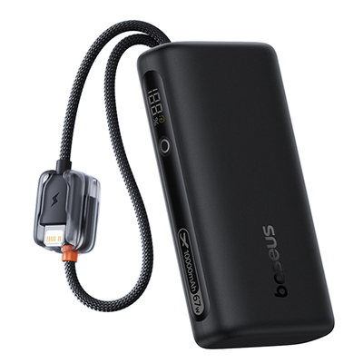 Baseus EnerFill FC41 67W 36Wh 10000mAh Digital Display Power Bank Come with USB-C&iP Cable External Battery Power Supply with 2 Inputs & 4 Outputs Support QC PD AFC FCP SCP PPS UFCS Fast Charging for iPhone 17 17 Pro for Xiaomi 17pro
