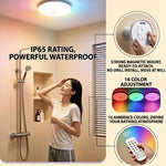 Elfeland 16cm Rechargeable Ceiling Light Wireless RGBW Bathroom Light with 16 Colors IP65 Water Resistant 10000mAh Battery Remote & Touch Control Magnetic Mount