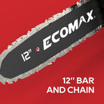 [USA Direct]Ecomax ELG05 Cordless Chainsaw 12-Inch 18V Electric Chainsaw with 4Ah Battery & Fast Charger Powerful Chain Saws with Double Safety Switch for Wood Cutting ideal for Farm Backyard Garden Ranch
