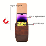 6.1/6.5/6.9 Inch Universal Leather Men's Waist Bag Magnetic Closure Fixed Strap Mobile Phone Belt Clip Case