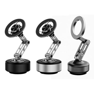 360 Magnetic Phone Holder Strong Suction Dual Vacuum Mount 360 Rotation Universal Fit Aluminum Alloy Type-C Rechargeable Car Phone Bracket