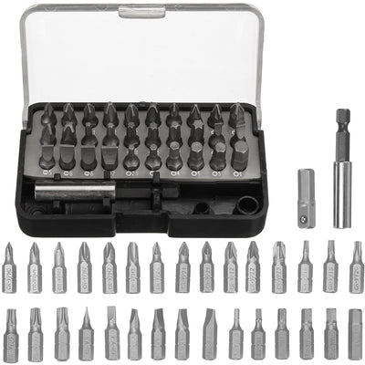 31PCS Drill Bits Set with PH PZ SL H T Sizes and 60mm Extension Rod in Plastic Case Versatile Heavy-Duty and Ideal for All Your Drilling Needs