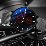 LinkMejor Men Simple Luxury Fashion Quartz Watch Luminous Waterproof Watch Stainless Steel Mesh Strap Sport Watch Fashion Wrist Watches