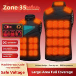 LinkMejor 35 Zones Black Electric Heated Vest for Men Women 5-control DC Charging Unisex Washable Outdoors Winter Warm Heating Clothing