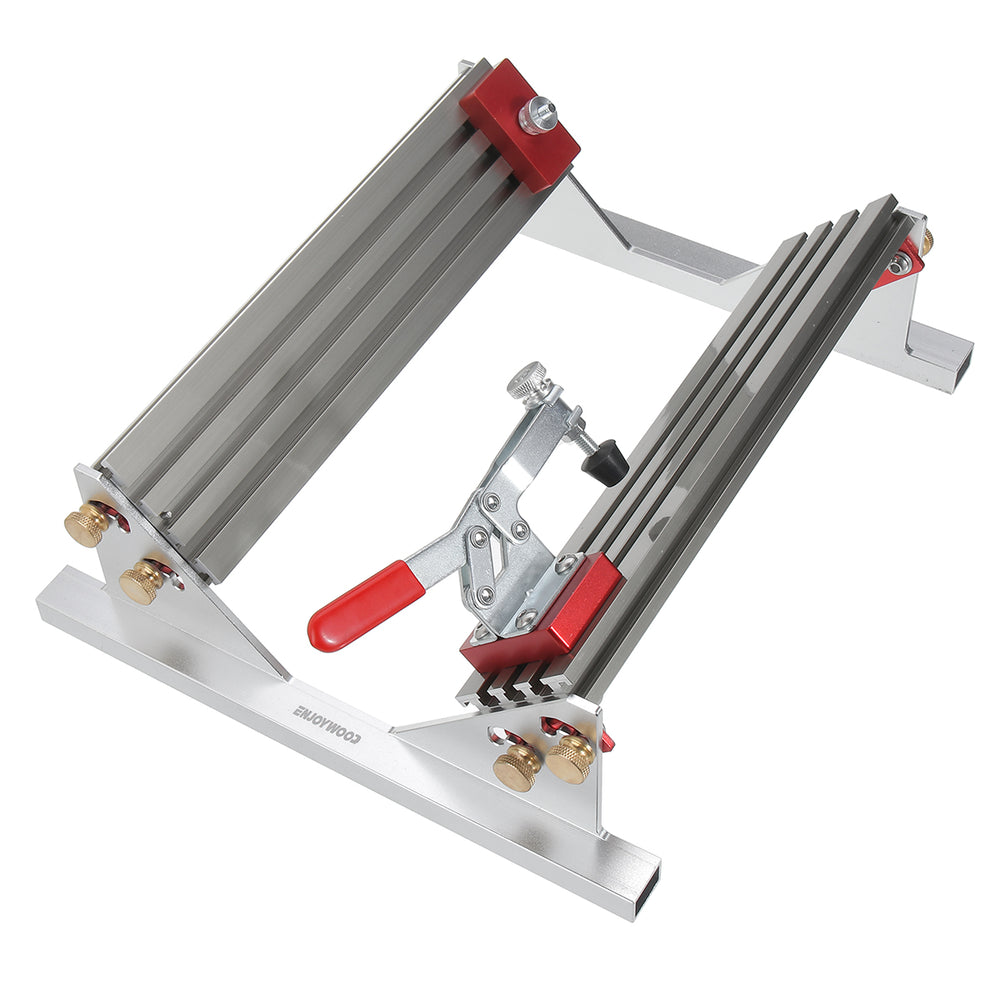 LinkMejor Adjustable Spline Jig for Table Saw & Router Table Silver Aluminum Alloy Material 1/2in-11in Project Size Compatibility with 4 Molded Flip Stops for Precise Joinery and Smooth Operation