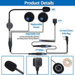 LinkMejor Rugged Radio Helmet Earpiece 2 PIN with Mic Microphone PTT for LinkMejor BF-F8HP Pro 888S UV5R 5RM UV-21R UV-32 KenwoodWouxun Two Way Radio Walkie Talkie