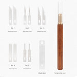 LinkMejor MG0-000-0073F Model Carving Knife High Carbon Steel Blades Brass Beech Wood Handle Precision Craftsmanship Art Tool
