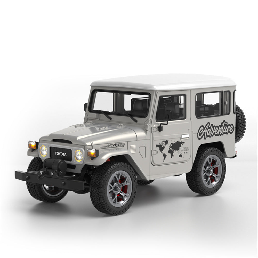 LinkMejor HG4-211 RTR 1/16 2.4G 4WD RC Car for TOYOTA FJ40 Land Cruiser Off-Road Truck with Winch LED Light Sound Smoke Simulated Suspension Metal Drive Shaft Spring Wheel Hub Remot Control Vehicles Models Toys