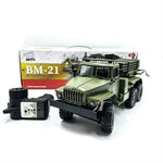 LinkMejor B36-2 1/16 2.4G 6WD RTR Rc Car Hail Rocket Launcher BM-21 Military Truck Rock Crawler Vehicle Models Toy Proportional Control