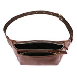 LinkMejor Men's Genuine Leather Fanny Bag Adjustable Strap Waist Bag Retro Crossbody Chest Bag