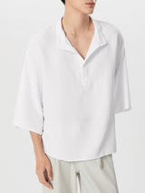 INCERUN Loose Fit Stand Collar Solid Half Sleeve Casual Shirt for Summer