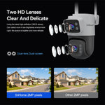 SriHome SH074 4MP Dual Lens PTZ Camera Dual-Screen Full Color Night Vision Human Motion Two-Way Audio Visual Alarm IP66 Waterproof WIFI Surveillance IP Camera for Outdoor Safety