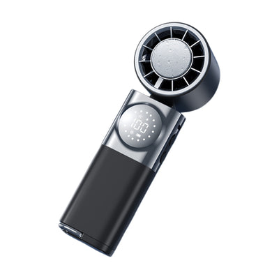 Tevorex Portable Handheld Ice Cooling Fan 100 Levels Wind Adjustable Type-C Charging Neck-Mounted Foldable Mini Fan with LED Digital Display for Indoor Outdoor