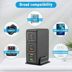 818H 120W 6-Port USB PD Charger 3C+3A Fast Charging Wall Charger Adapter EU Plug for iPhone 12 13 14 14Pro for Samsung Galaxy S23 for Oppo Reno9 for Xiaomi 13pro for Huawei Mate50