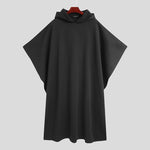 LinkMejor Autumn Winter New Men's Loose Black Coats Stylish Irregular Hooded Cloak FashionLong Sleeve Trench Outwear Jackets S-5XL