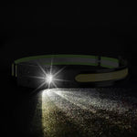 LinkMejor 350LM COB Wave Sensor Smart LED Headlamp With USB Rechargeable Battery Yellow/Blue AUX Light Waterproof Head Lamp For Running Fishing Hunting Outdoor Flashlight Work Light Torch