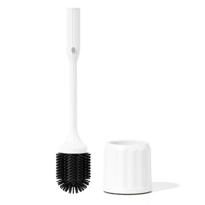 Tevorex Wireless Electric Silicone Head Toilet Brush Long Handle 360° rotation Cleaning Brush Household Bathroom USB Rechargeable White Cleaning Tools