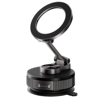 LinkMejor ES-ZJ41 Quad-Axle Folding Magnetic Mount Car Phone Holder Vacuum Suction Cup N52 Magnet 1080° Rotation Windshield Dashboard Portable Foldable Strong Magnetic Car Mount