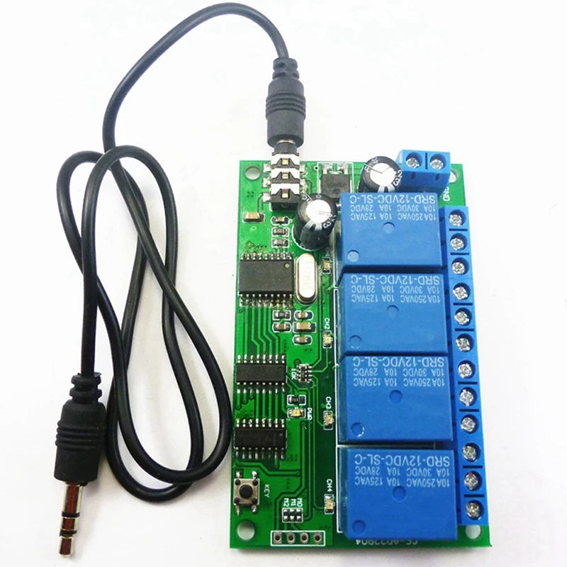 AD22B04 MT8870 4 Channel Relay DTMF Tone Signal Decoder Remote Control Relay Module 12V DC for PLC Smart Home with Cable