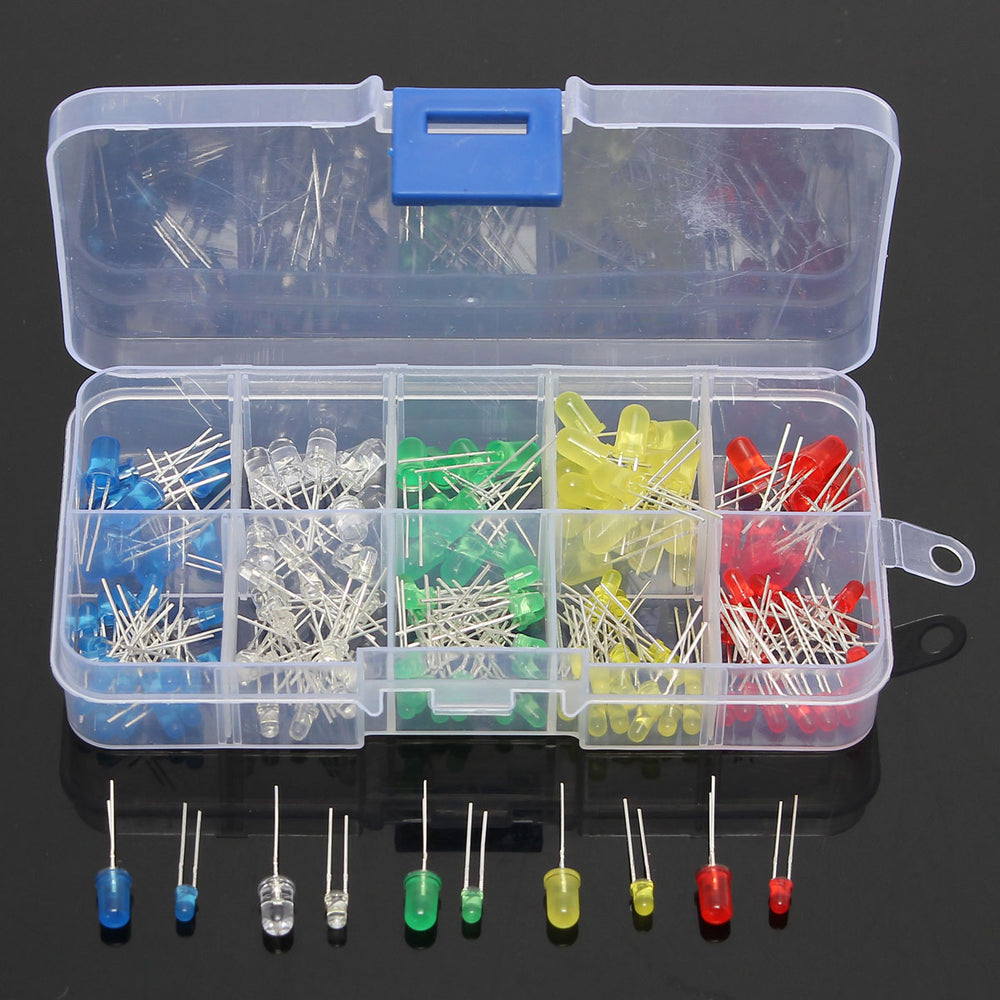 LinkMejor® 375pcs 3MM 5MM LED Light Emitting Diode Beads Resistance Lights Kits Bulb Lamp