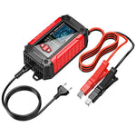 LinkMejor FTC-1206 Car Battery Charger Tester with Comprehensive Health Check Precise Test Range 4AH-200AH Pulse Repair Function User-Friendly LCD Screen Safe AC to DC Charging Protection