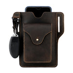 Ekphero Retro Men's Waist Bag Genuine Leather Belt Bag Key Waist Work Pocket Phone Bag for Belt Wearable Holster