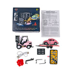 LinkMejor HG4-244 RTR 1/64 2.4G Mini RC Car Alloy Forklift with Trailer Suppprt App Remote Control LED Light Sound Engineering Vehicle Desktop Toys Model Collection Gift For Boys