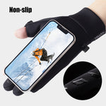LinkMejor Winter Touchscreen Warm Cycling Gloves Waterproof Windproof Cold-Resistant Flip Exposed Two-finger Zipper Gloves for Men Women Ski Fishing Running