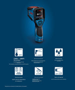 Genuine for Bosch GIS800-16 Infrared Thermometer -40 °C to +800 °C 20:1 Optical Resolution Dual Laser K-Type Interface IP54