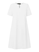 LinkMejor Elegant Style Women Summer Fashion V Neck Short Sleeve Sundress Casual Holiday Party Knee-length Dress
