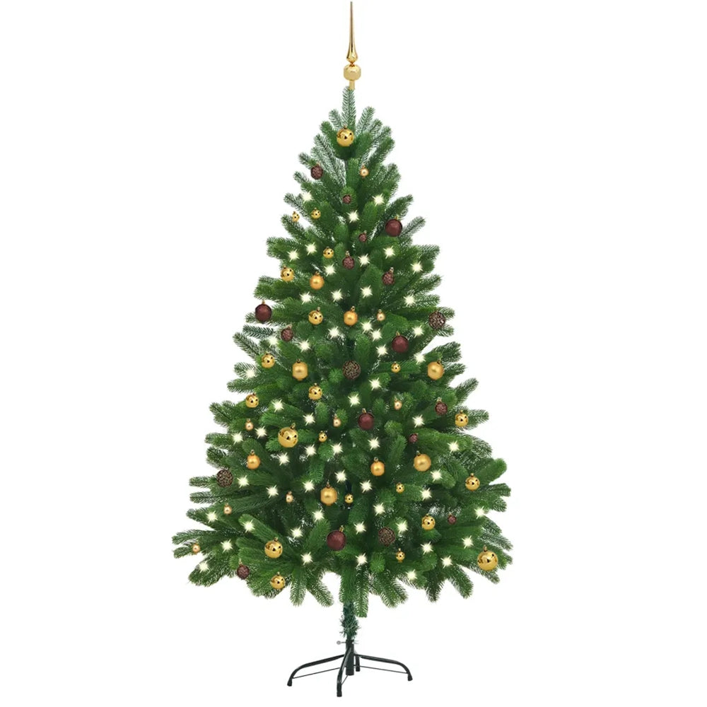 Artificial Christmas Tree Xmas Pine Tree with Solid Metal Legs, LED Lights Perfect for Indoor and Outdoor Holiday Decoration