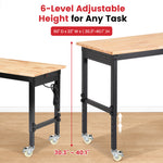 LinkMejor 60-In Adjustable Height Workbench Table Dual Pegboard 2000 Lbs Capacity Heavy-Duty Alloy Steel H-Frame ETL Power Strip Garage Work Table