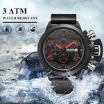LinkMejor Men Multi-functional Watch Sports Chronograph Wristwatch Waterproof Calendar Quartz Watch Comfortable Silicone Strap