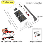12V to 220V  Inverter 4000W Car Power Converter Solar LCD Dual Display 4 USB 4.2A Fast Charge with Intelligent LCD Voltage Screen display