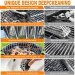 Tevorex Electric Double-Head BBQ Grill Cleaning Brush 500/600 RPM 2 High Speed Modes 2500mAh Long Battery Cordless Rechargeable Brush Cleaner for Kitchen Camping