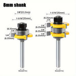2pcs 1/2 Inch 1/4 Inch 8mm Shank Tongue and Groove Router Bit Set Tungsten Carbide Perfect for Woodworking Cutting MDF Plywood Hardwood