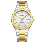 LinkMejor Men's Luminous Quartz Watch Stainless Steel Strap Waterproof Calendar Business Casual Stylish Wristwatch