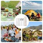 IPRee 7PCS Stainless Steel Camping Cutlery Set Portable Travel Picnic Utensils Fork Spoon Outdoor Dinnerware for Hiking