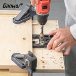 Ganwei Woodworking Drilling Jig Locator CNC Aluminum 3-in-1 6mm 8mm 10mm Dowel Holes 12mm 15mm Cam Lock Holes Adjustable Scale Side Clamp Precision Drill Guide Cabinet Hardware Joinery Jig Furniture Assembly