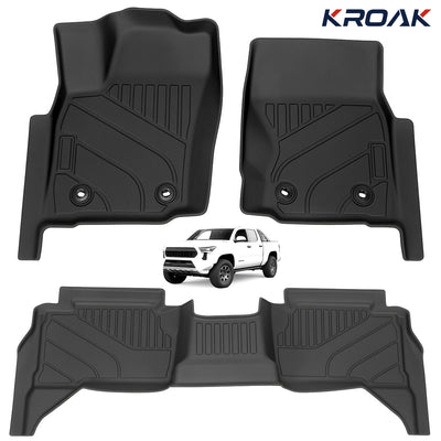 3PCS Car Floor Mats Set For Toyota Tacoma 2024 2025 Double Cab All Weather TPE Material Custom Fit Auto ICE Models Front Rear Row Anti Slip Shock Absorbing Easy Install