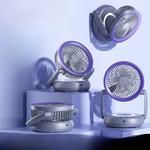 Foldable Wall-mounted Fan with Night Light 360° Rotational Airflow Desktop Electric Fan 5 Wind Speed Adjustable Air Circulation Fan for Dormitory Office