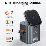 [GaN Tech] Toocki MX-CD155 80W 6-in-1 Desktop Charger Station USB-A+USB-C+USB-C Cable+3 Magnetic Wireless Charging Ports Fast Charging Desktop Charging Station EU Plug for iPhone 17 17Pro 16 Pro Max 15 14 for Airpods for Apple Watch