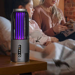 Solar Powered & USB Rechargeable Mosquito Lamp With Adjustable 2/4/6H Timer Folding Hanging Ring Warm Light & Mosquito-Killing 2 Modes Outdoor Indoor Use