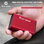 WEST BIKING Mini Electric Bike Pump 4-in-1 Click Valve,  120PSI Portable Air Compressor,  Auto-stop & LED Display, MTB Road Tire Inflation